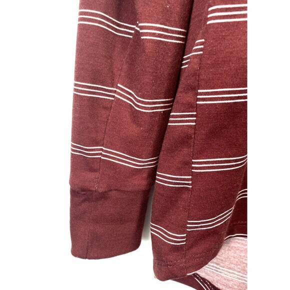LULAROE Women Top Size XS Rust Stripe Stretch JERSEY KNIT Hi-Lo Hem LONG SLEEVE - Picture 2 of 7